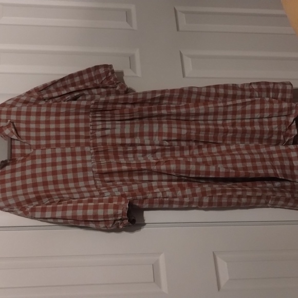 Tradlands Nico Balloon Sleeve Midi Dress Misty Blue Gingham Linen M Worn 1x - Picture 10 of 10